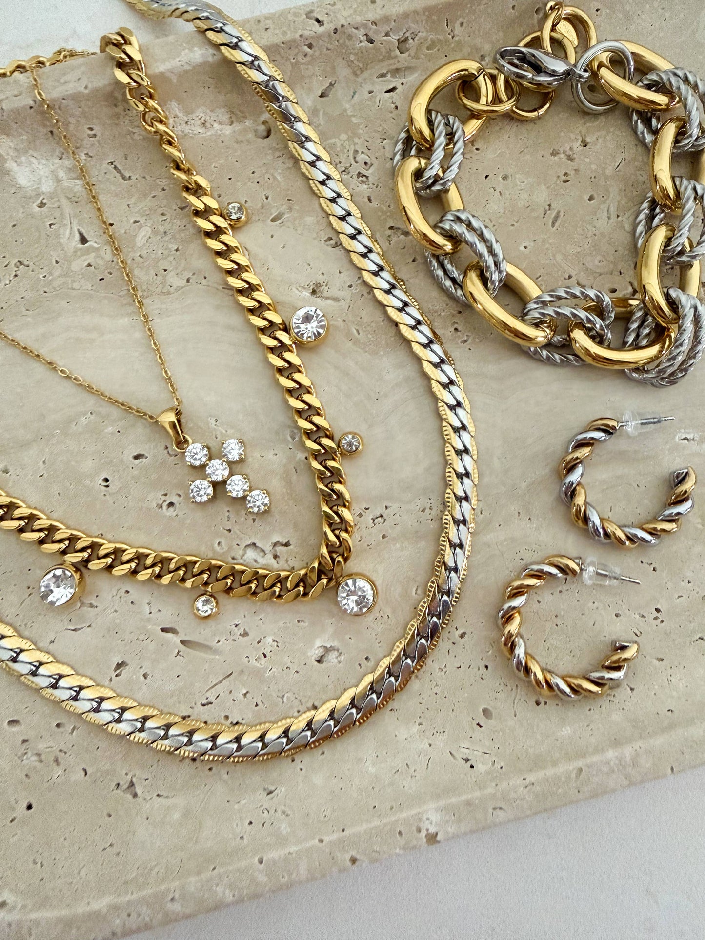 Silver & Gold Mixed Metal Cuban Chain Necklace