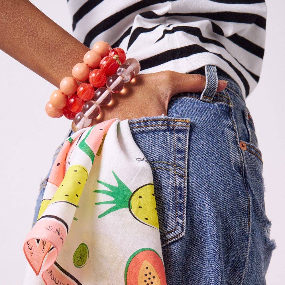 Cece Large Resin Bead Bracelet - Coral