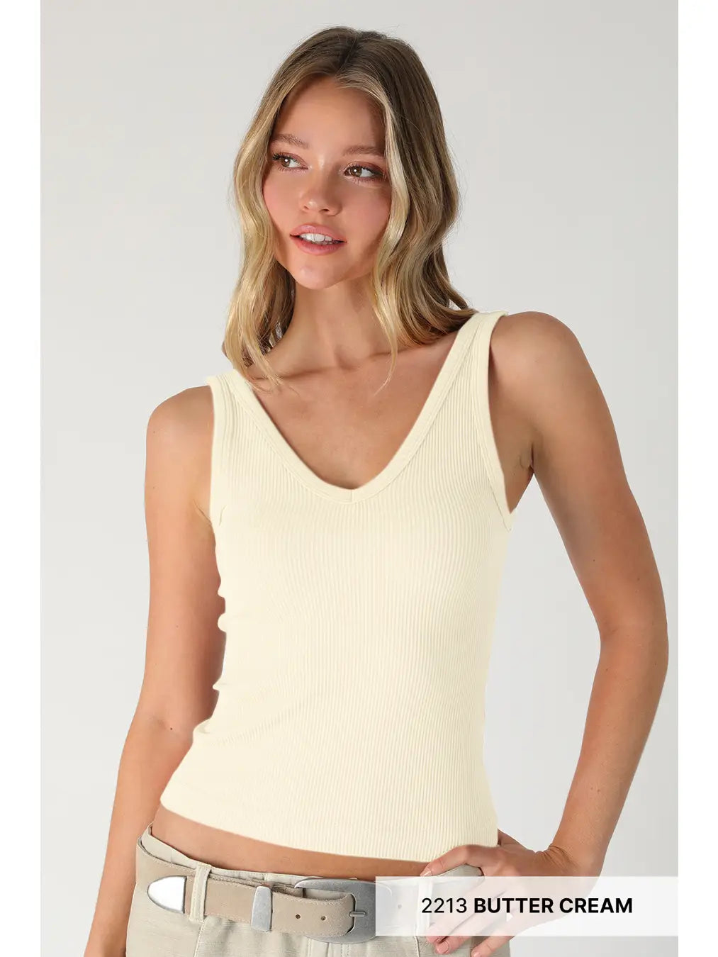 Reversible Ribbed V-Neck Tank Top