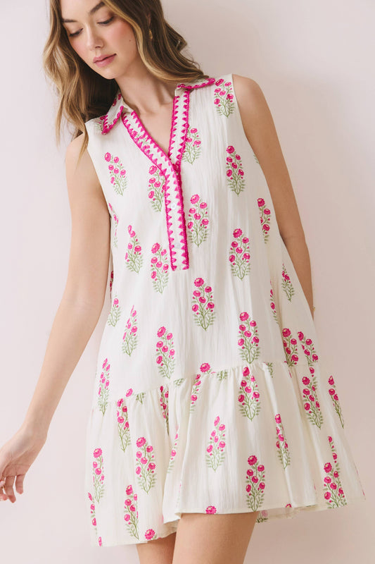 Floral Print Sleeveless Tiered Baby Doll Dress