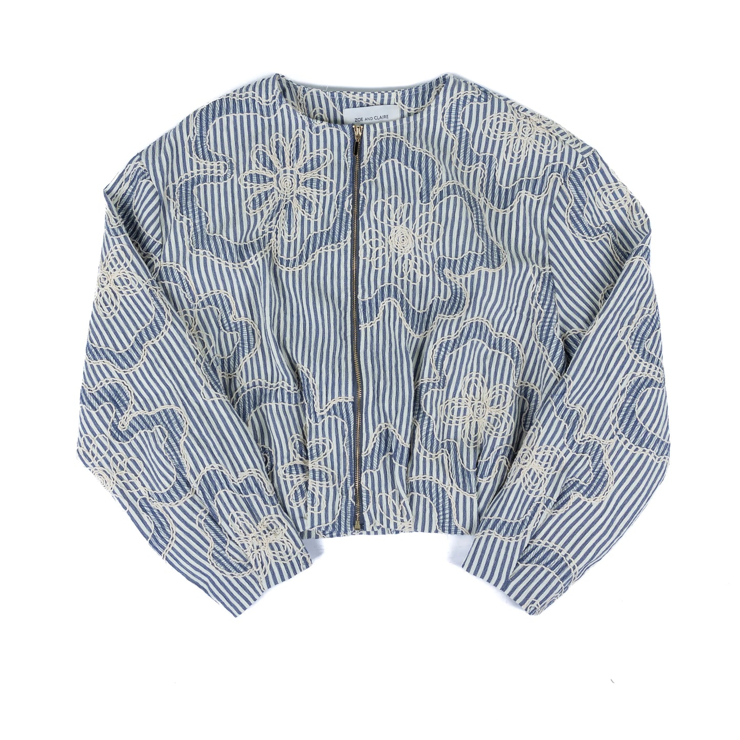 Embroidered Detail Stripe Bomber Jacket