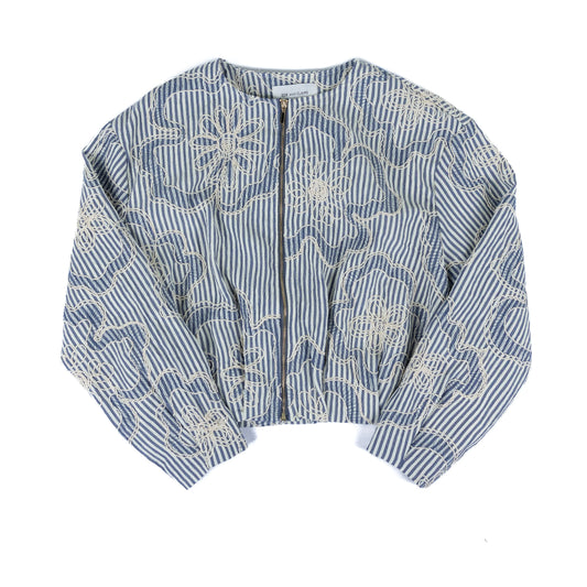 Embroidered Detail Stripe Bomber Jacket