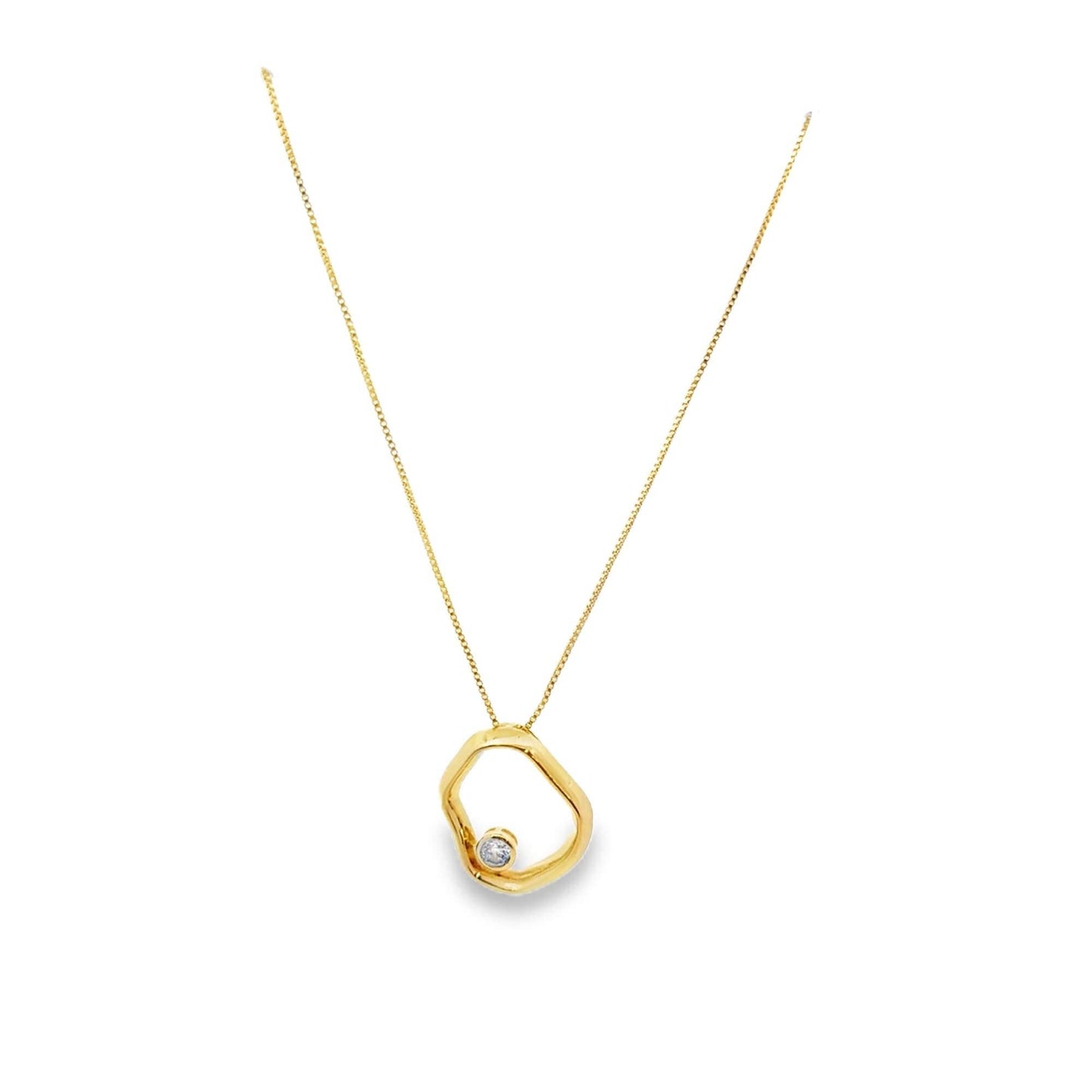 Geometric Open Circle CZ Pendant Necklace
