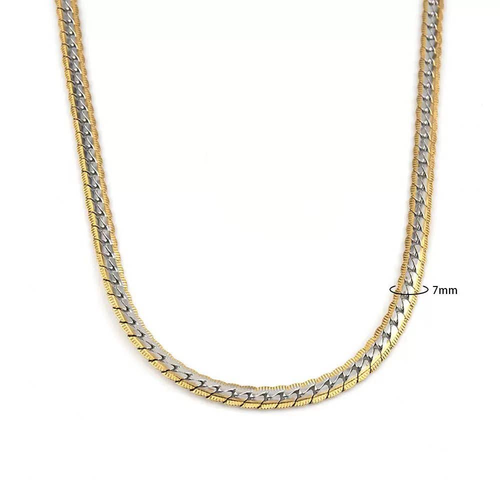 Silver & Gold Mixed Metal Cuban Chain Necklace