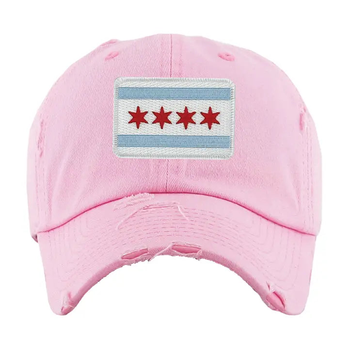 Chicago Flag Patch Distressed Hat