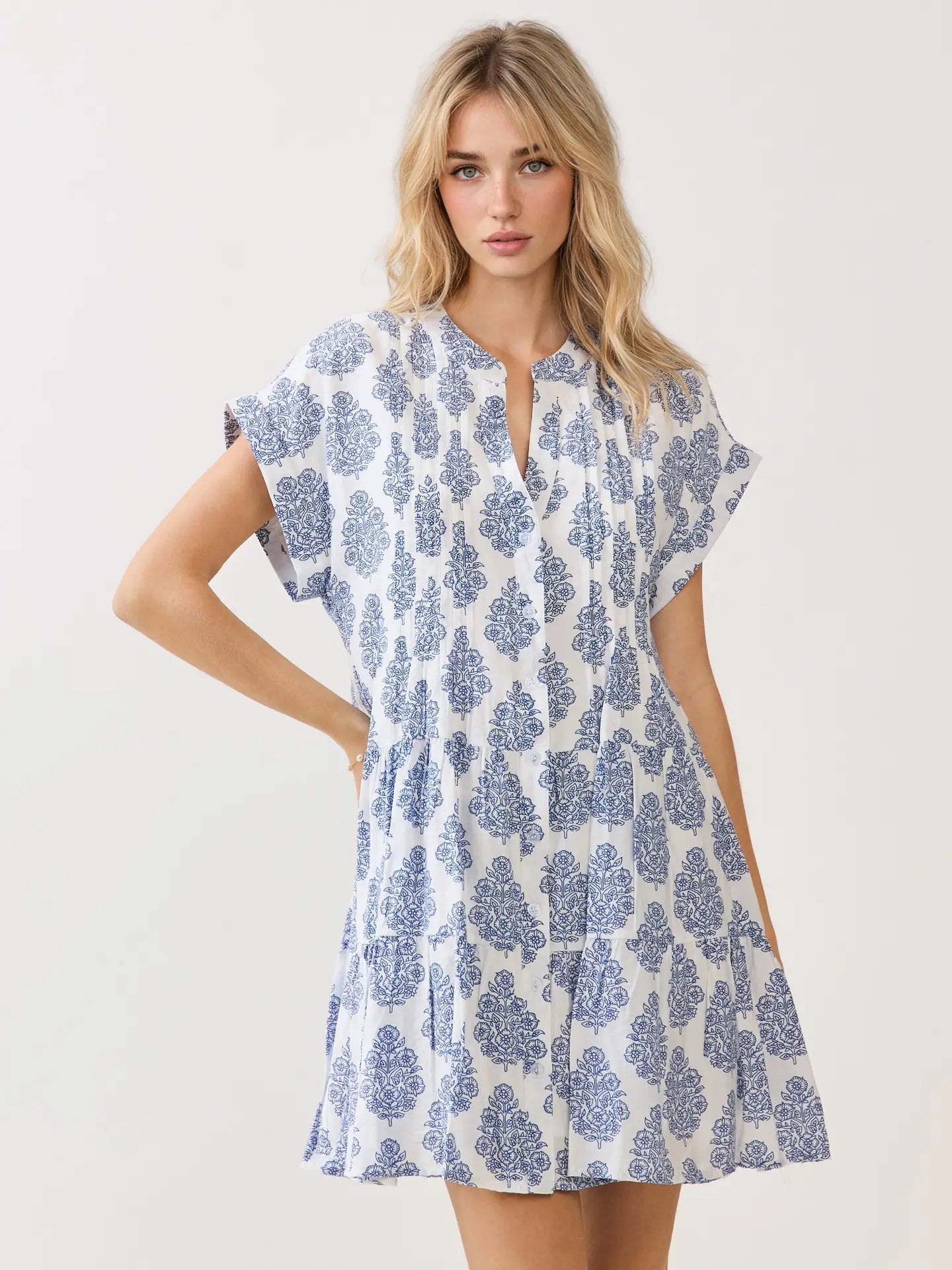 Blue Floral Print Dress