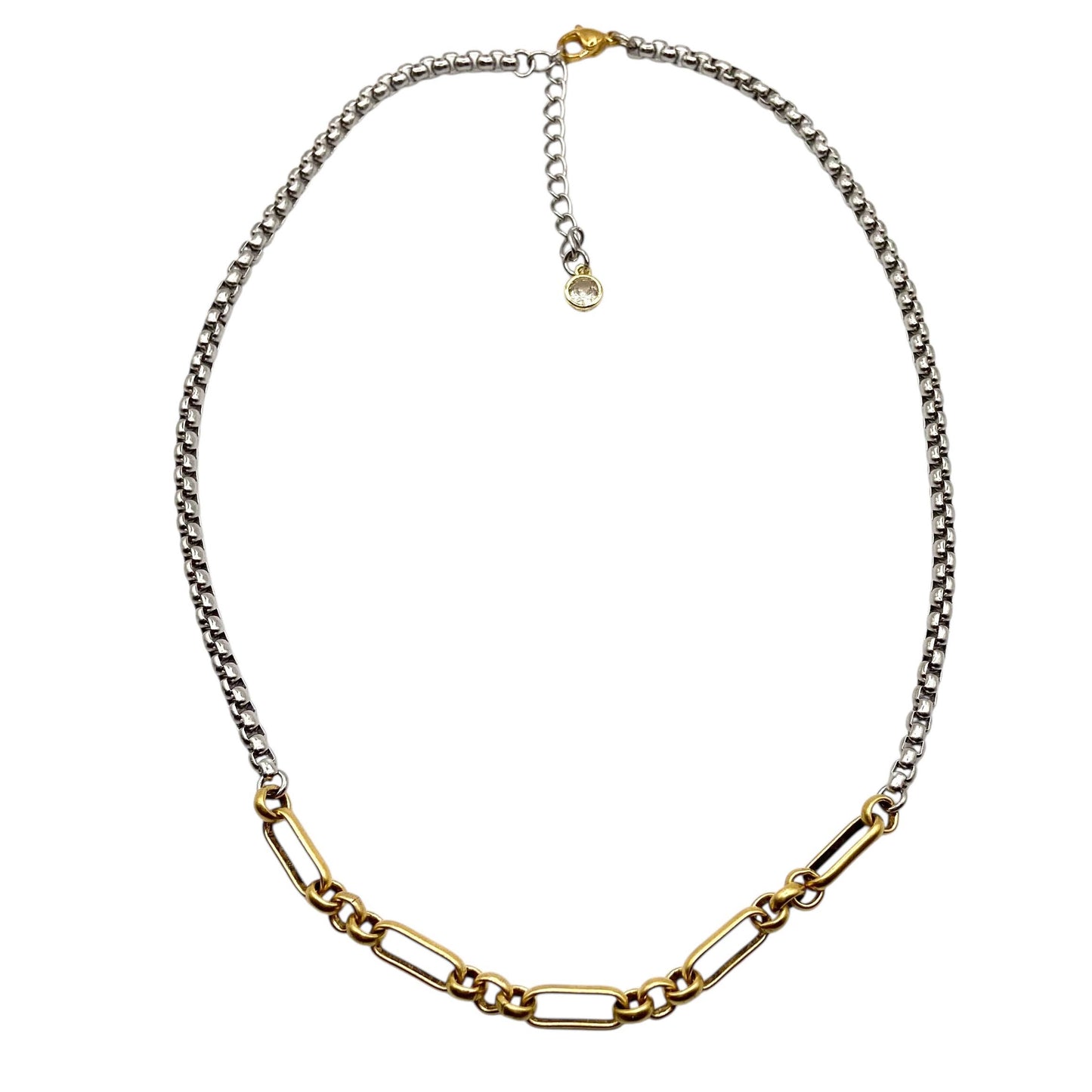 Two-Tone Mixed Metal Chain Necklace 