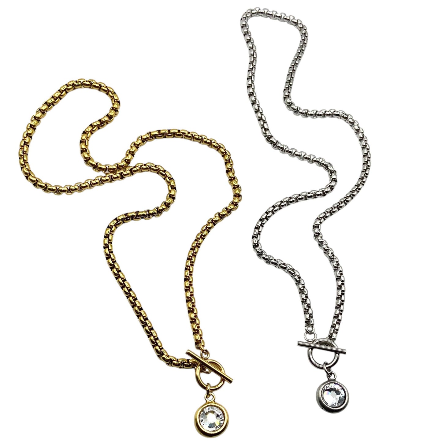 Luxe Toggle Crystal Pendant Necklace 