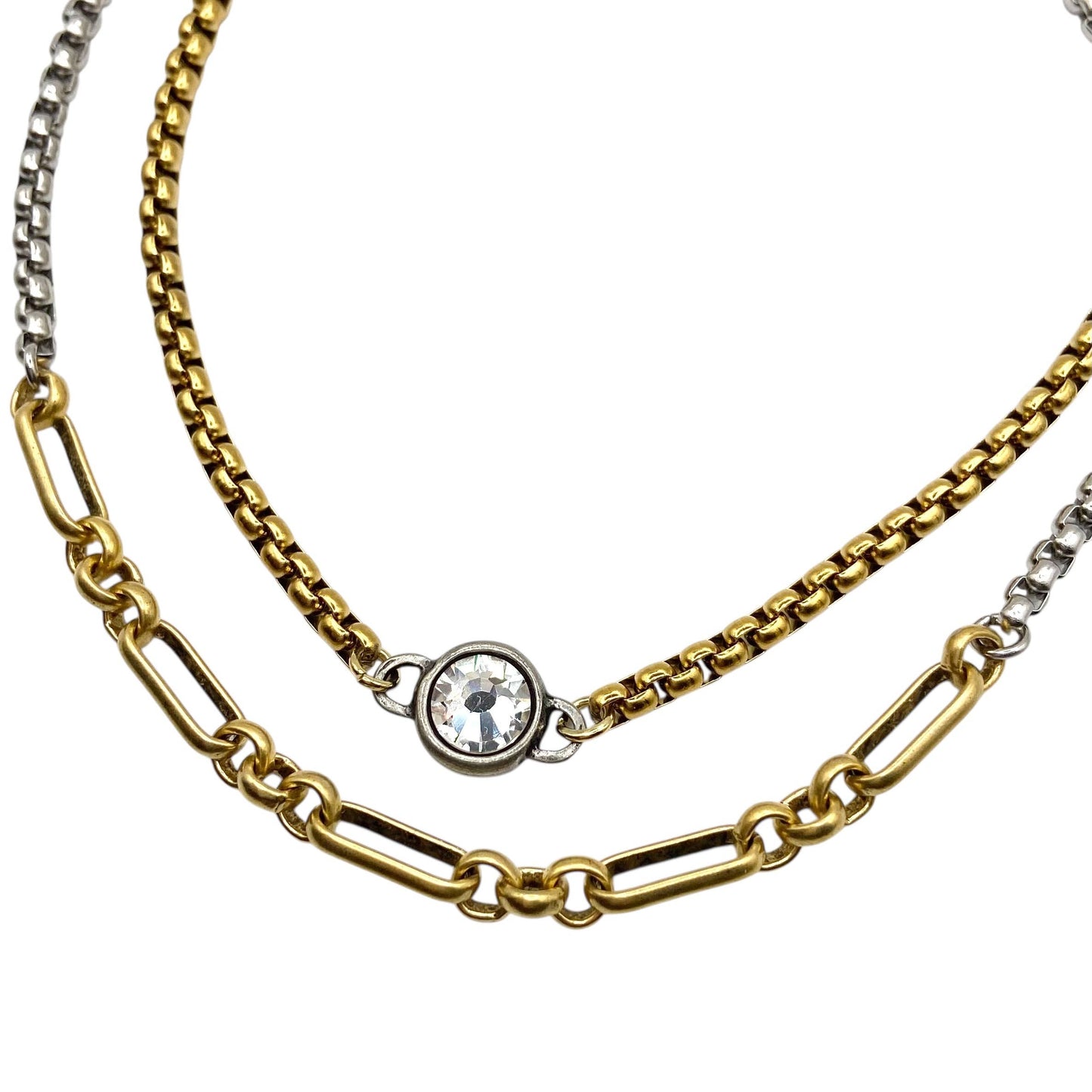 Two-Tone Mixed Metal Chain Necklace 