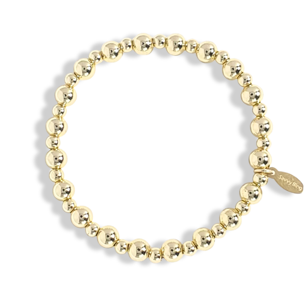 4MM AND 6MM GOLD BEADED BRACELET