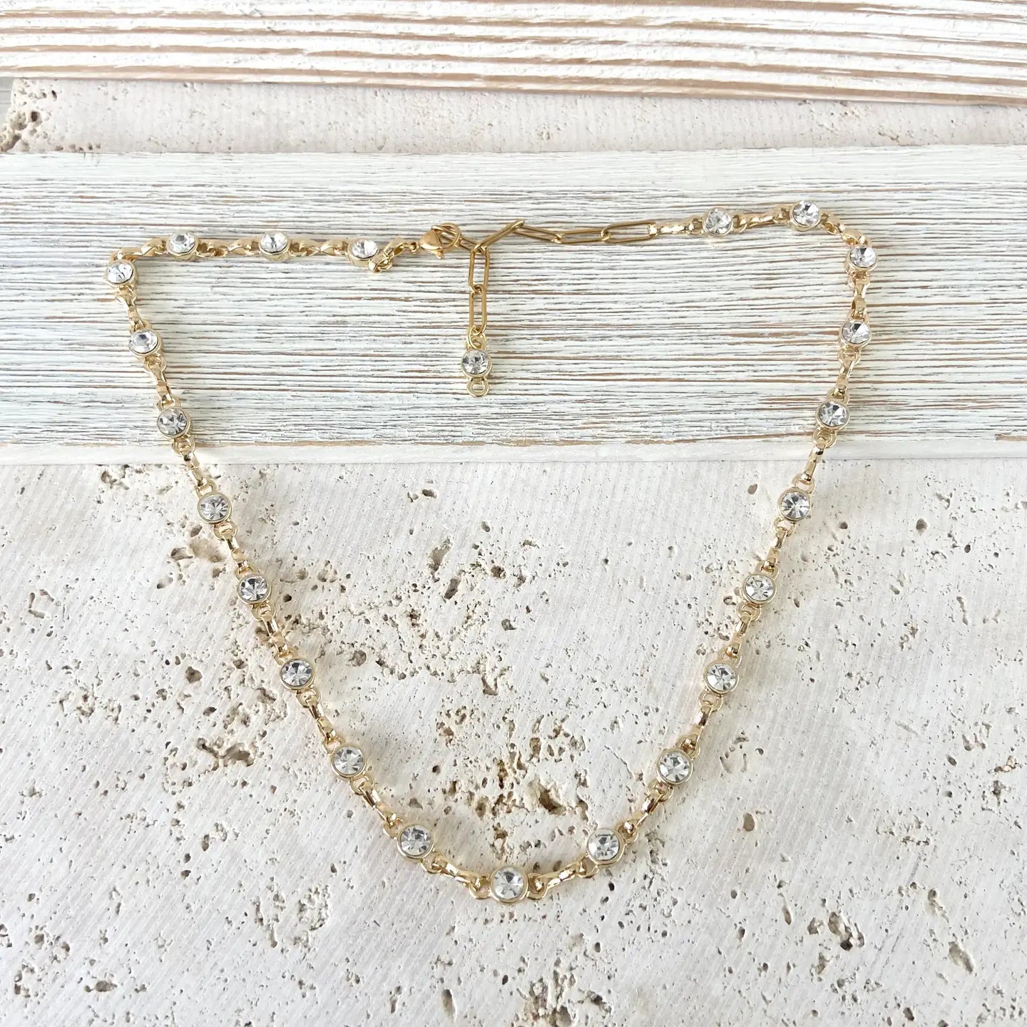 Simple Crystal Layering Necklace