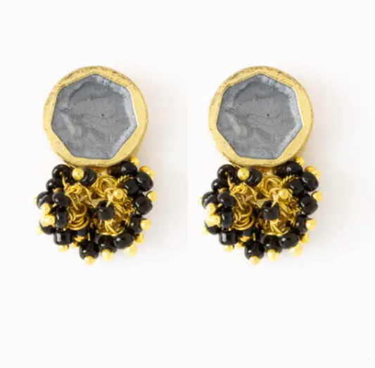 Kimberly Enamel Earrings - Silver Grey