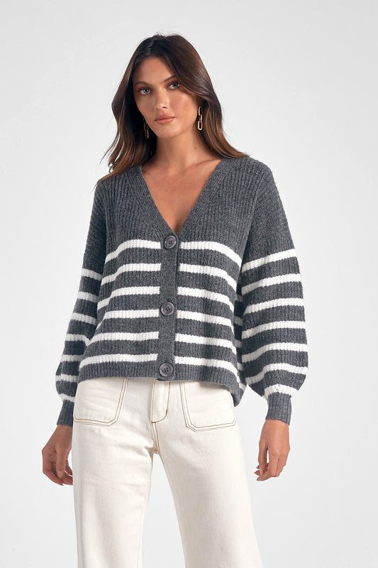 Deep V-Neck Sweater Cardigan