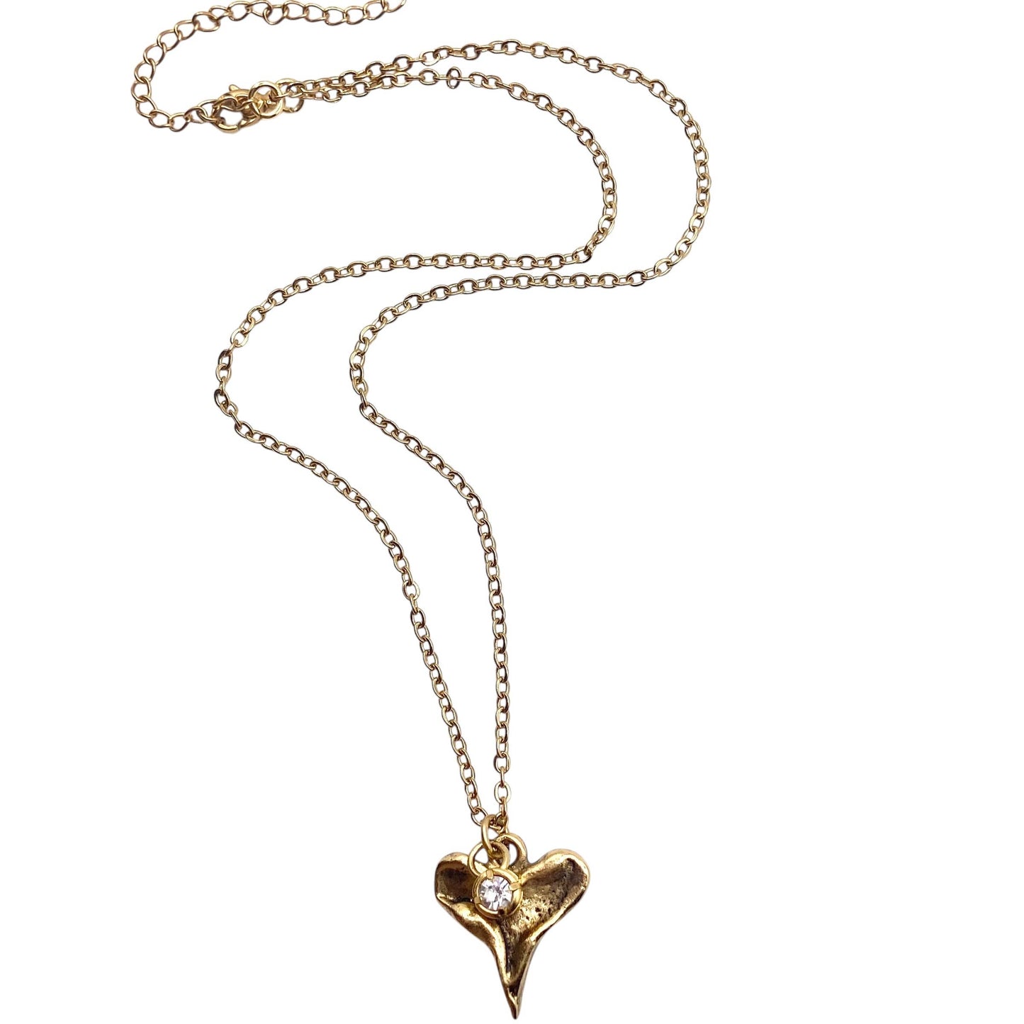 Hammered Heart Charm Necklace 