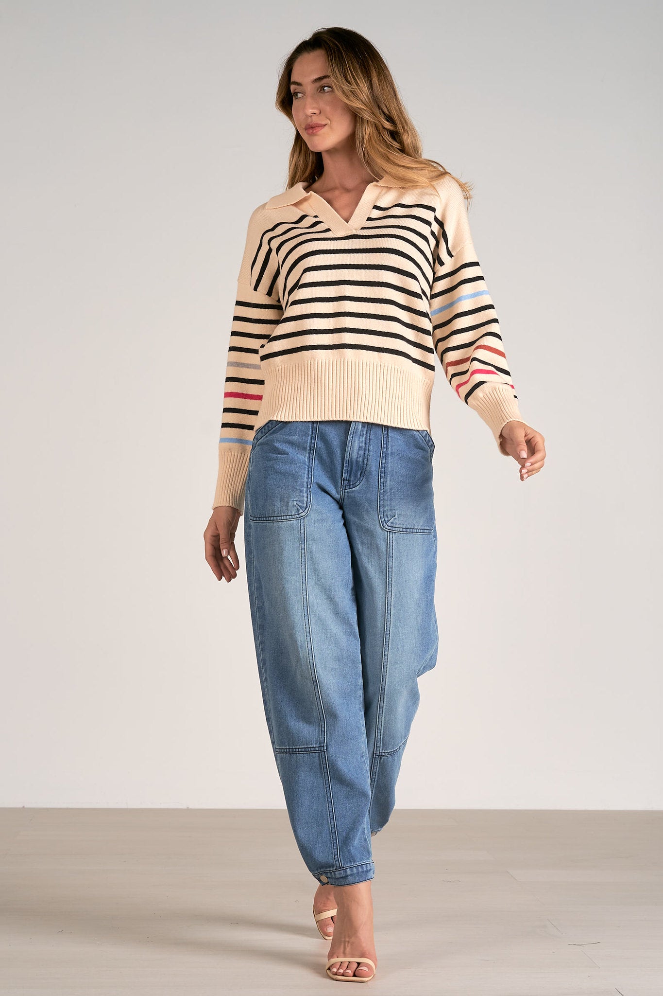 Stripes Collared Sweater