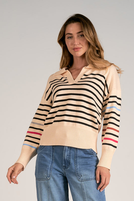 Stripes Collared Sweater