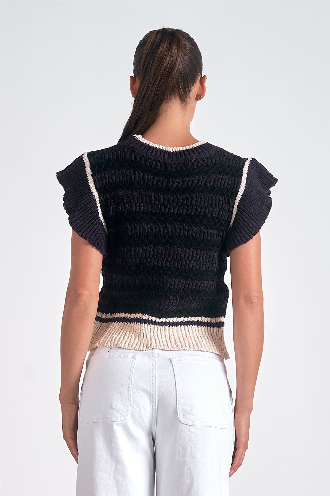 CAP SLEEVE CREWNECK SWEATER