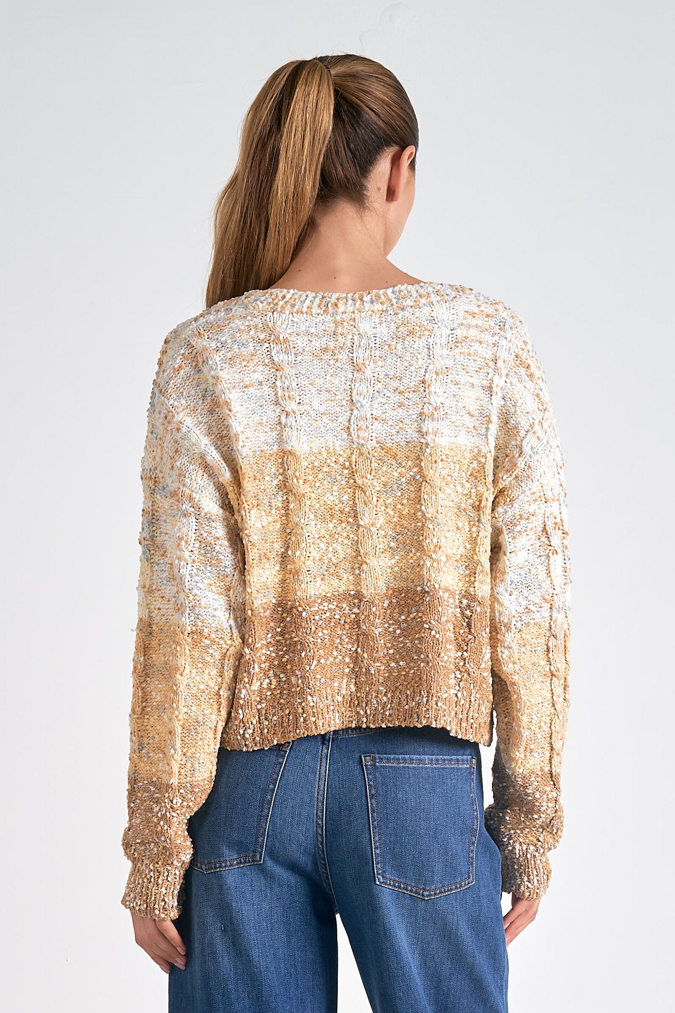 BEIGE OMBRE COZY CARDIGAN