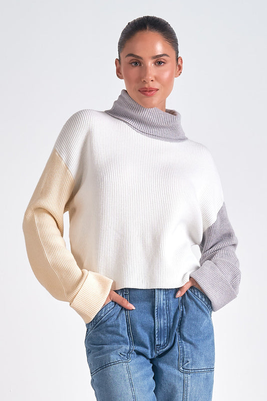 COLORBLOCK TURTLENECK SWEATER