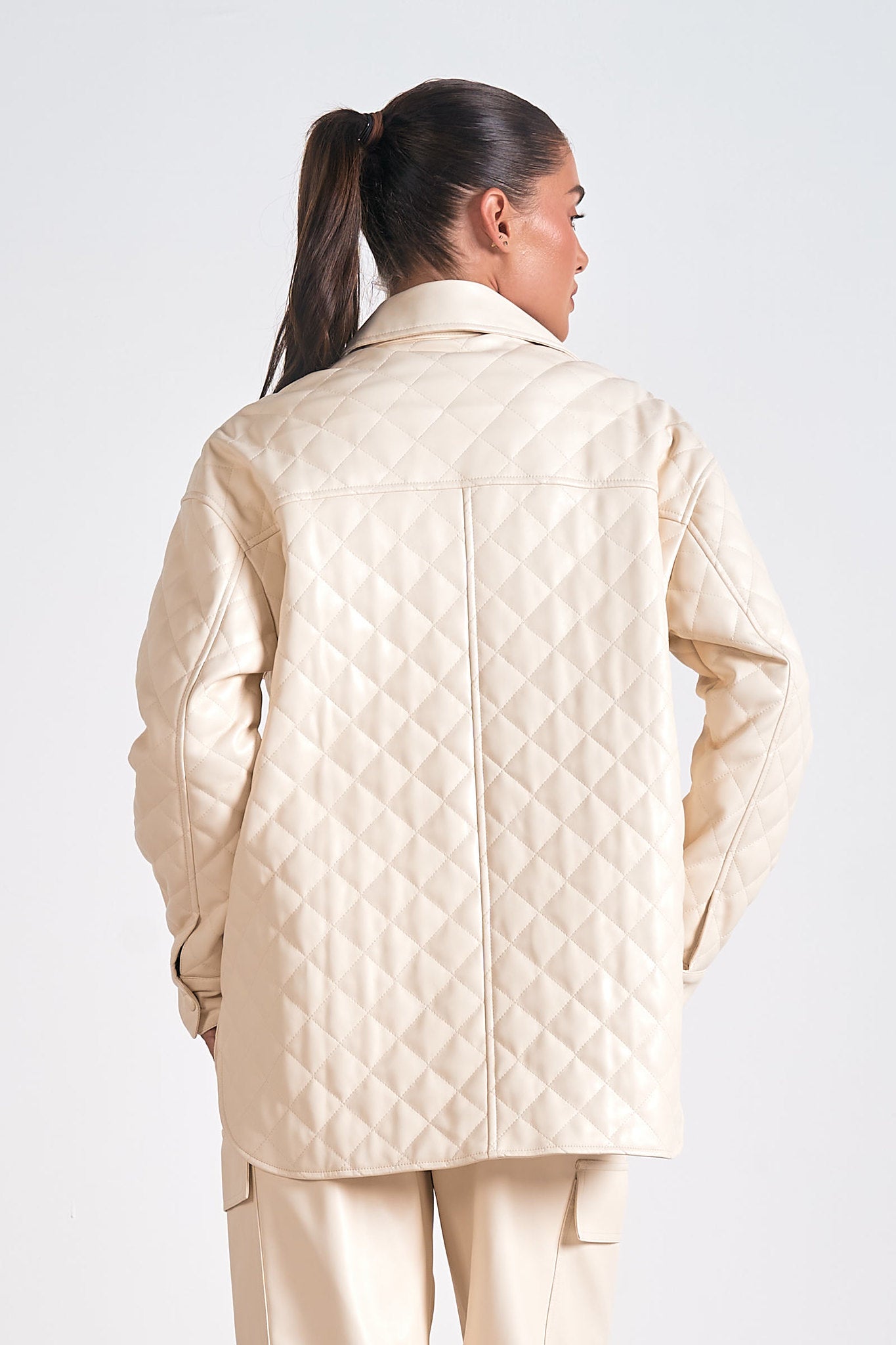 FAUX LEATHER QUILTED JACKET