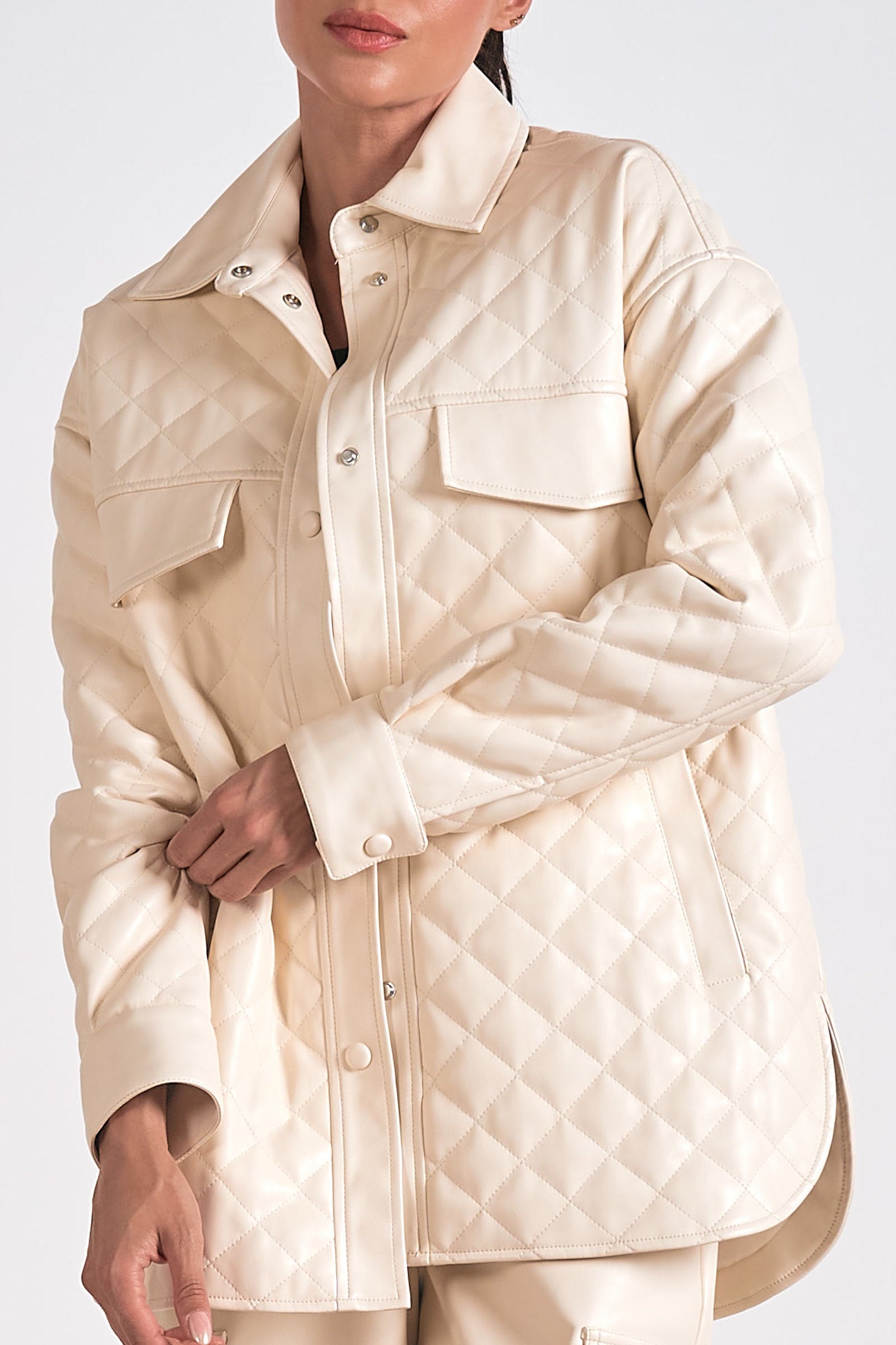 FAUX LEATHER QUILTED JACKET