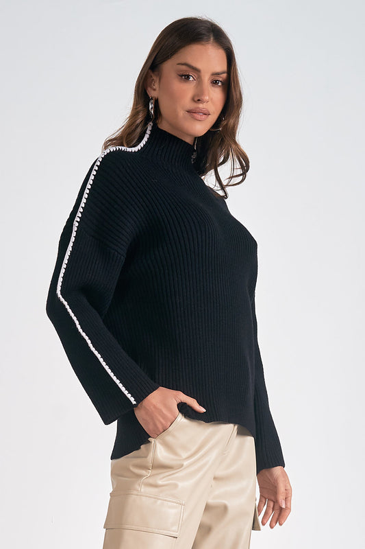 WHIPSTITCH SLEEVE SWEATER