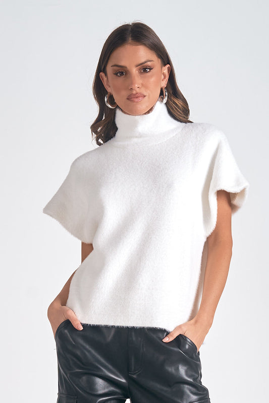 CAP SLEEVE TURTLENECK SWEATER