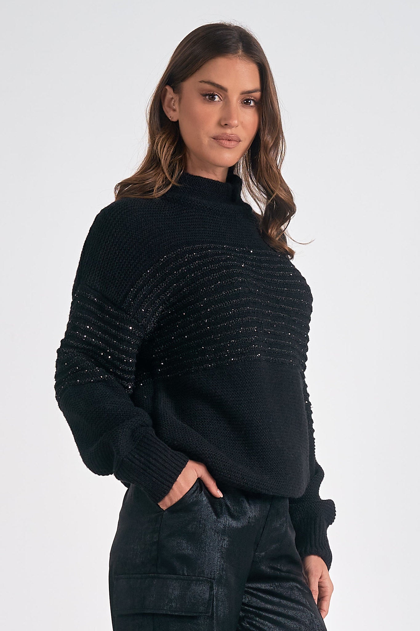 MOCKNECK SEQUIN SWEATER