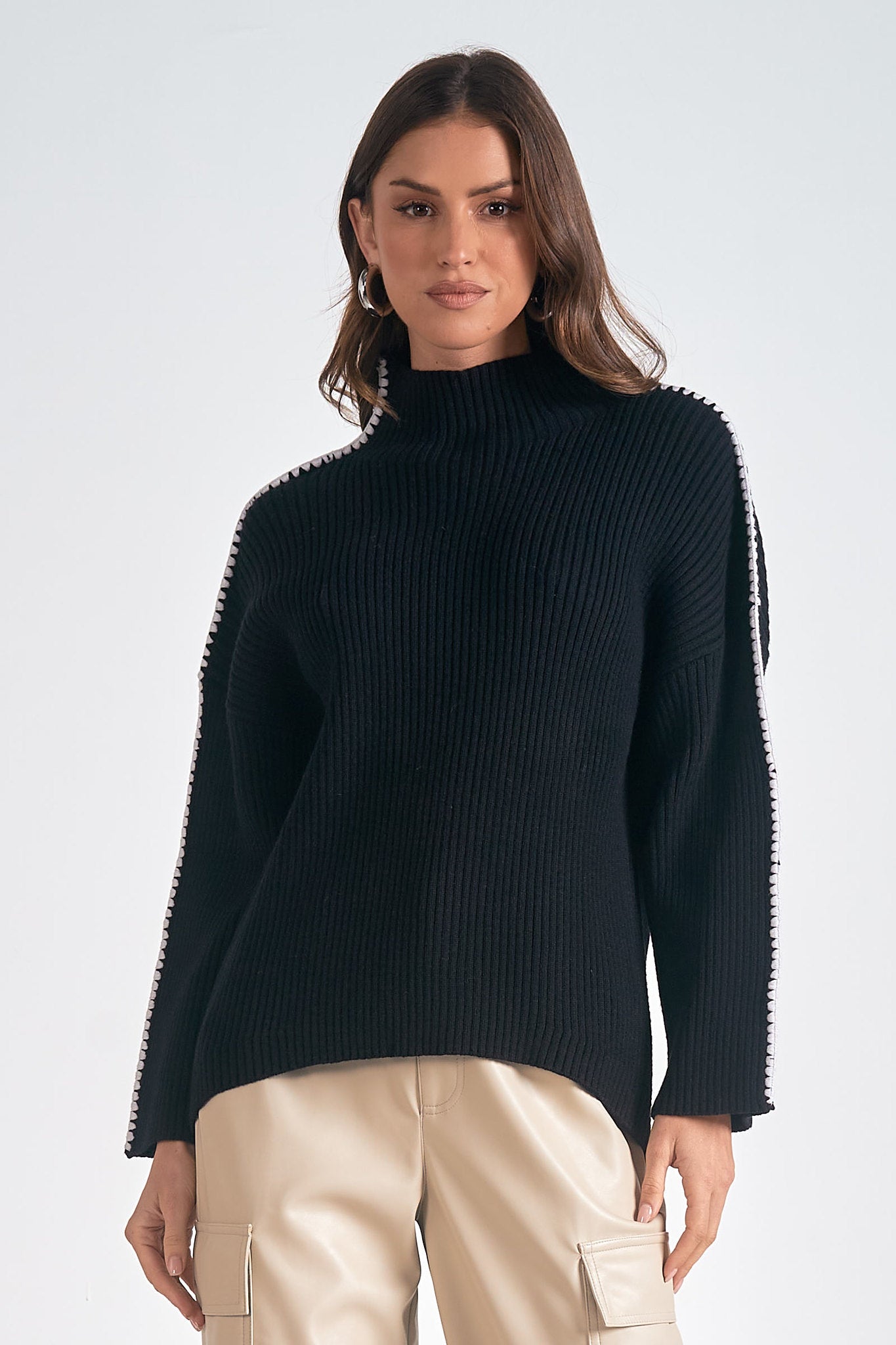 WHIPSTITCH SLEEVE SWEATER