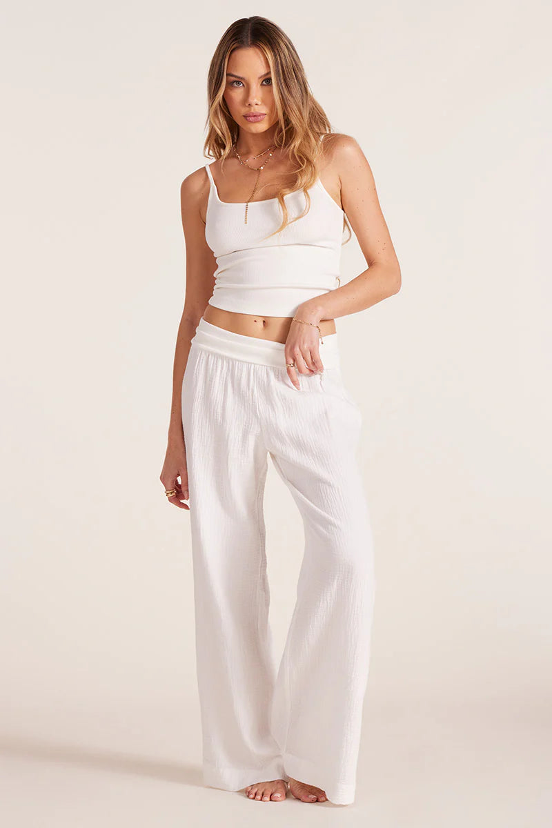 Fold Over Waist Beach Pant - Black