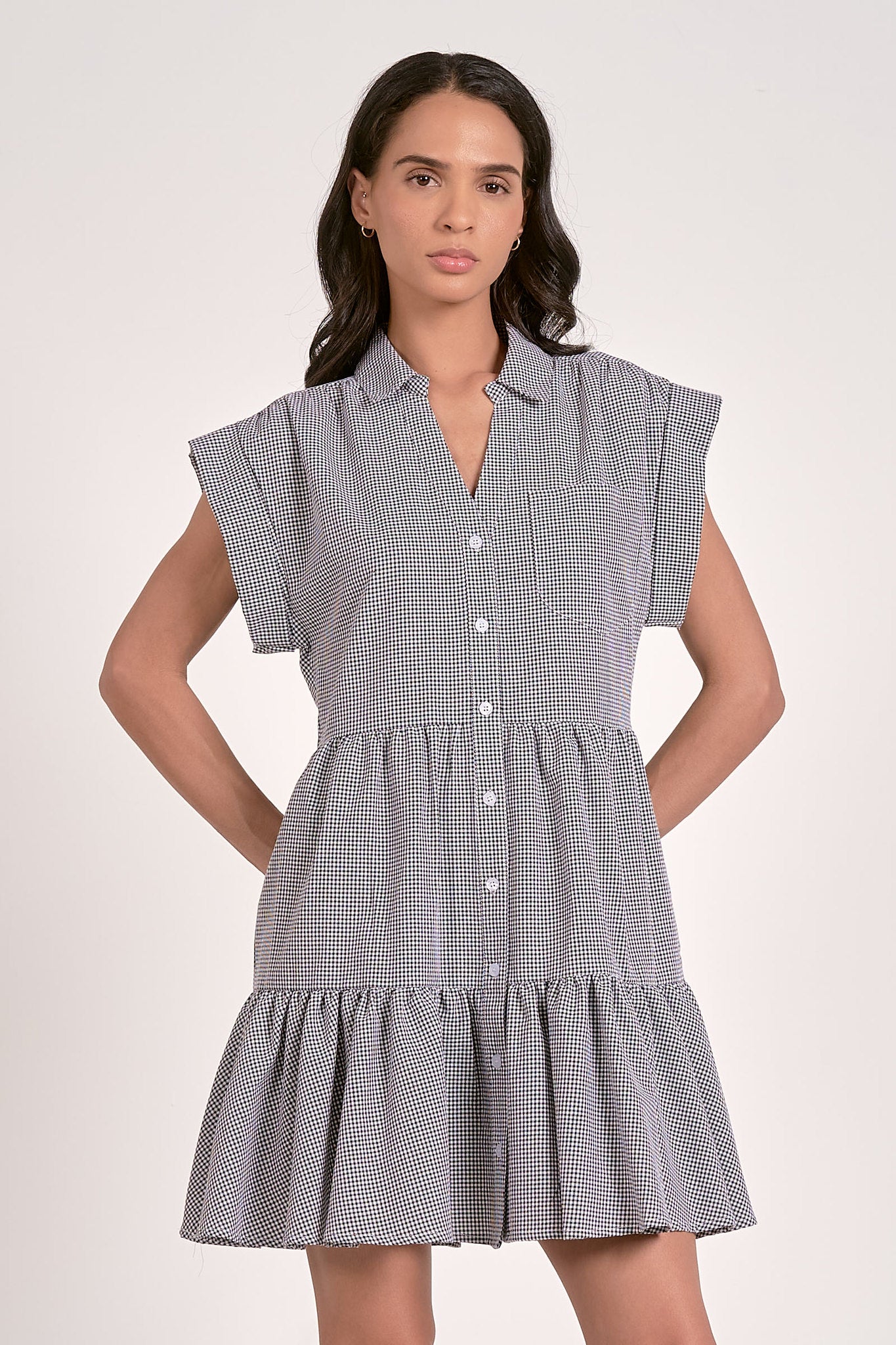 DEMI CAP SLEEVE BUTTON DOWN DRESS