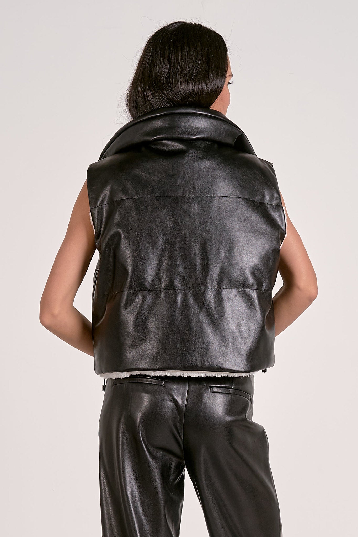 Elan Leather & Sherpa Reversible Vest