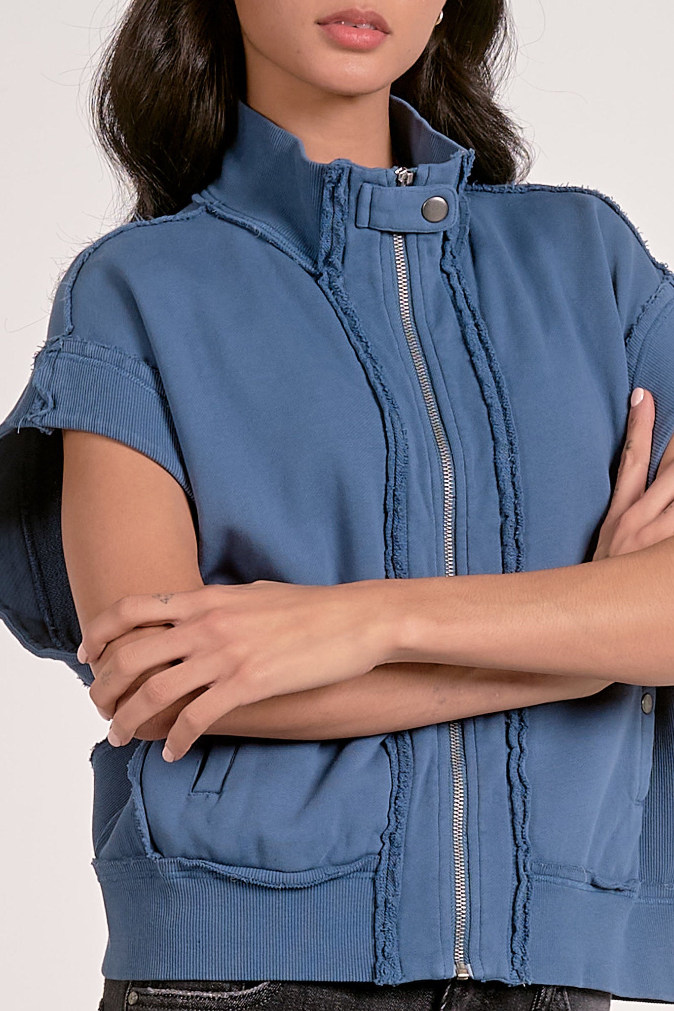 CARGO ZIPPER VEST - BLUE