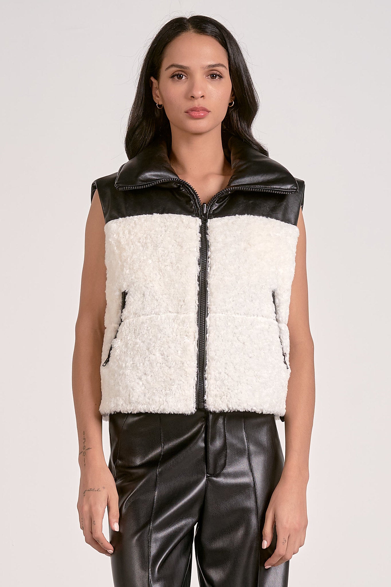 Elan Leather & Sherpa Reversible Vest