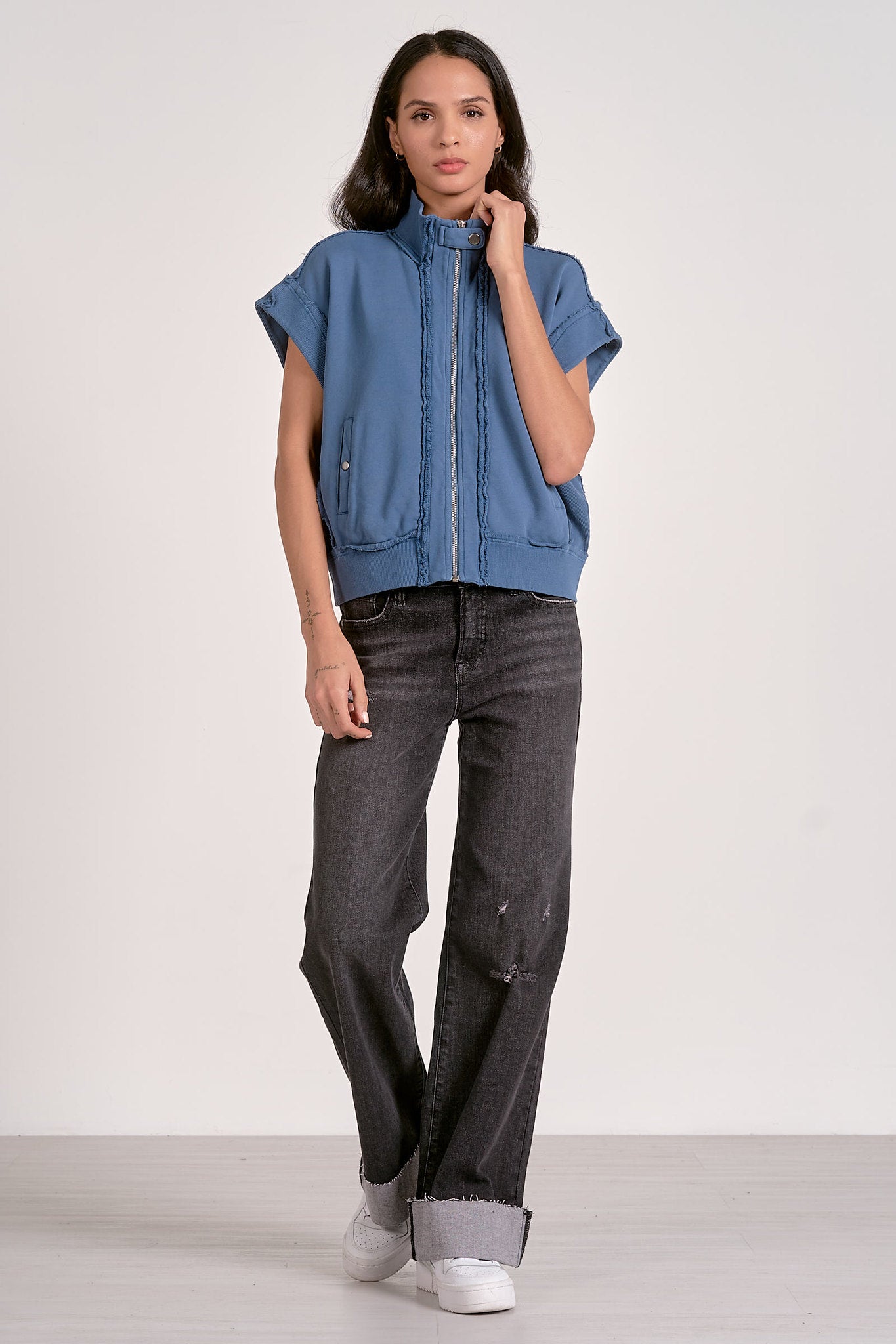 CARGO ZIPPER VEST - BLUE