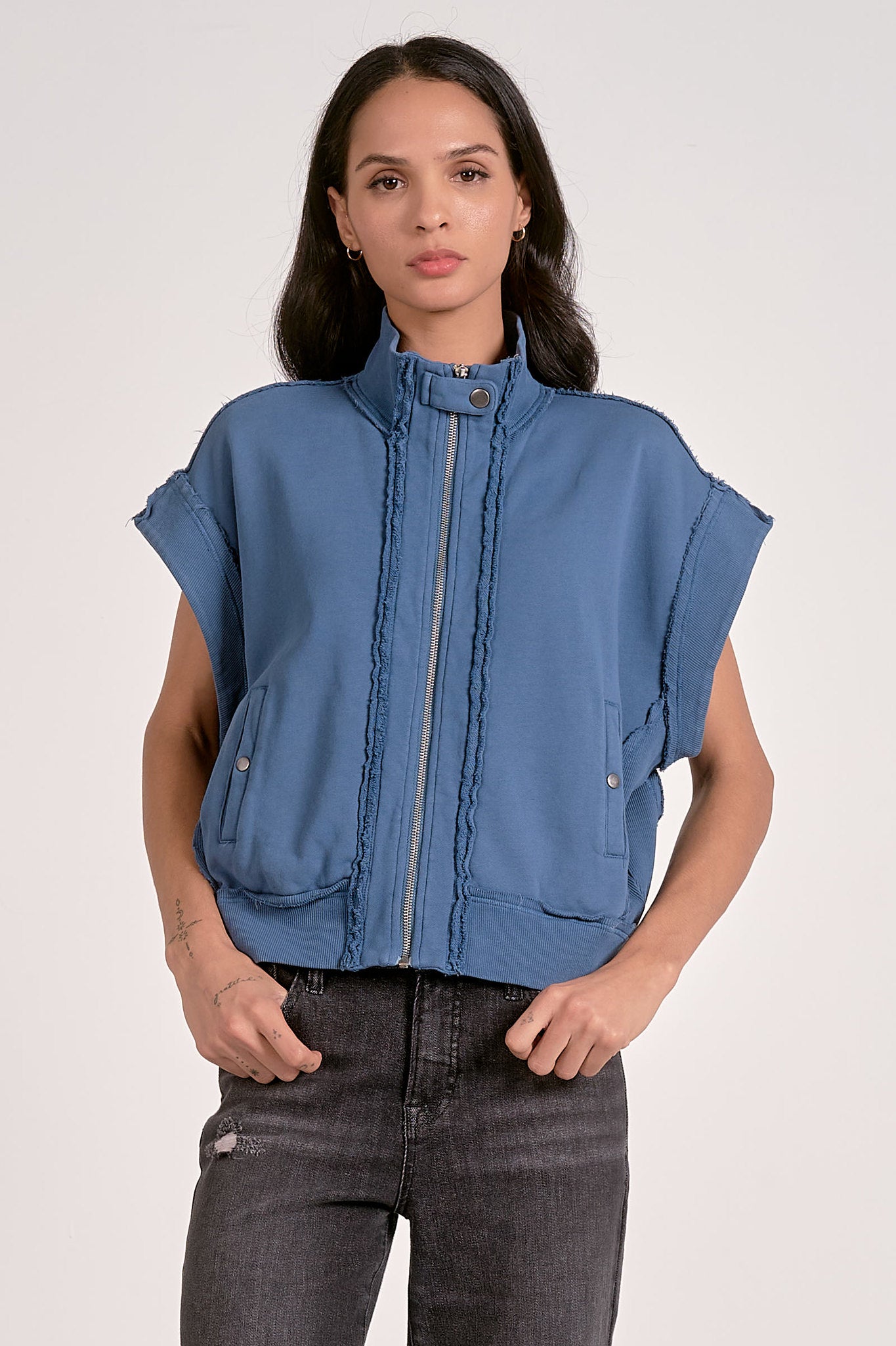 CARGO ZIPPER VEST - BLUE