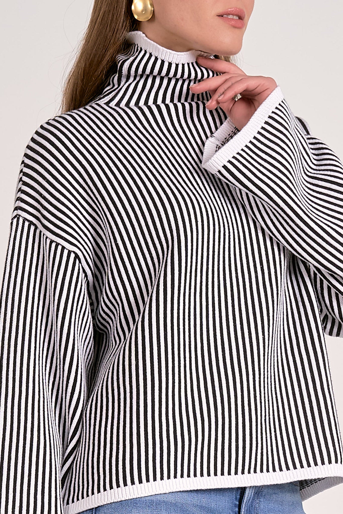 Mock Neck Striped Sweater