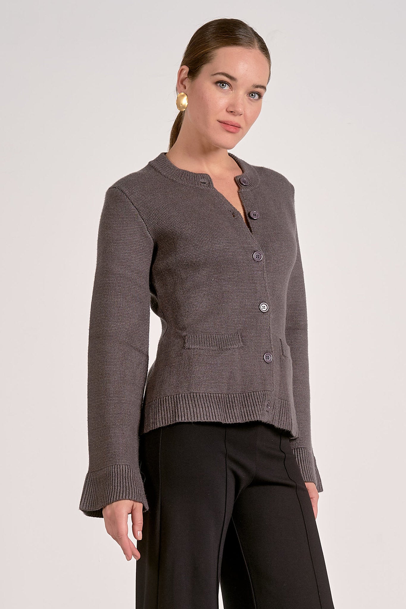 Flare Sleeve Cardigan Sweater