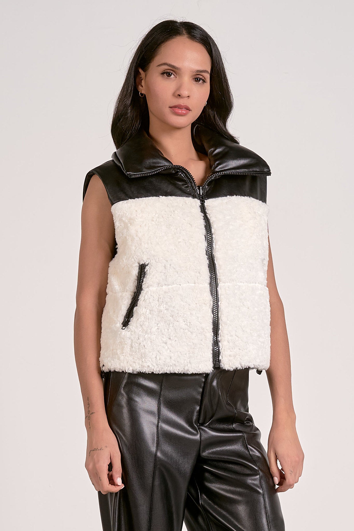 Elan Leather & Sherpa Reversible Vest