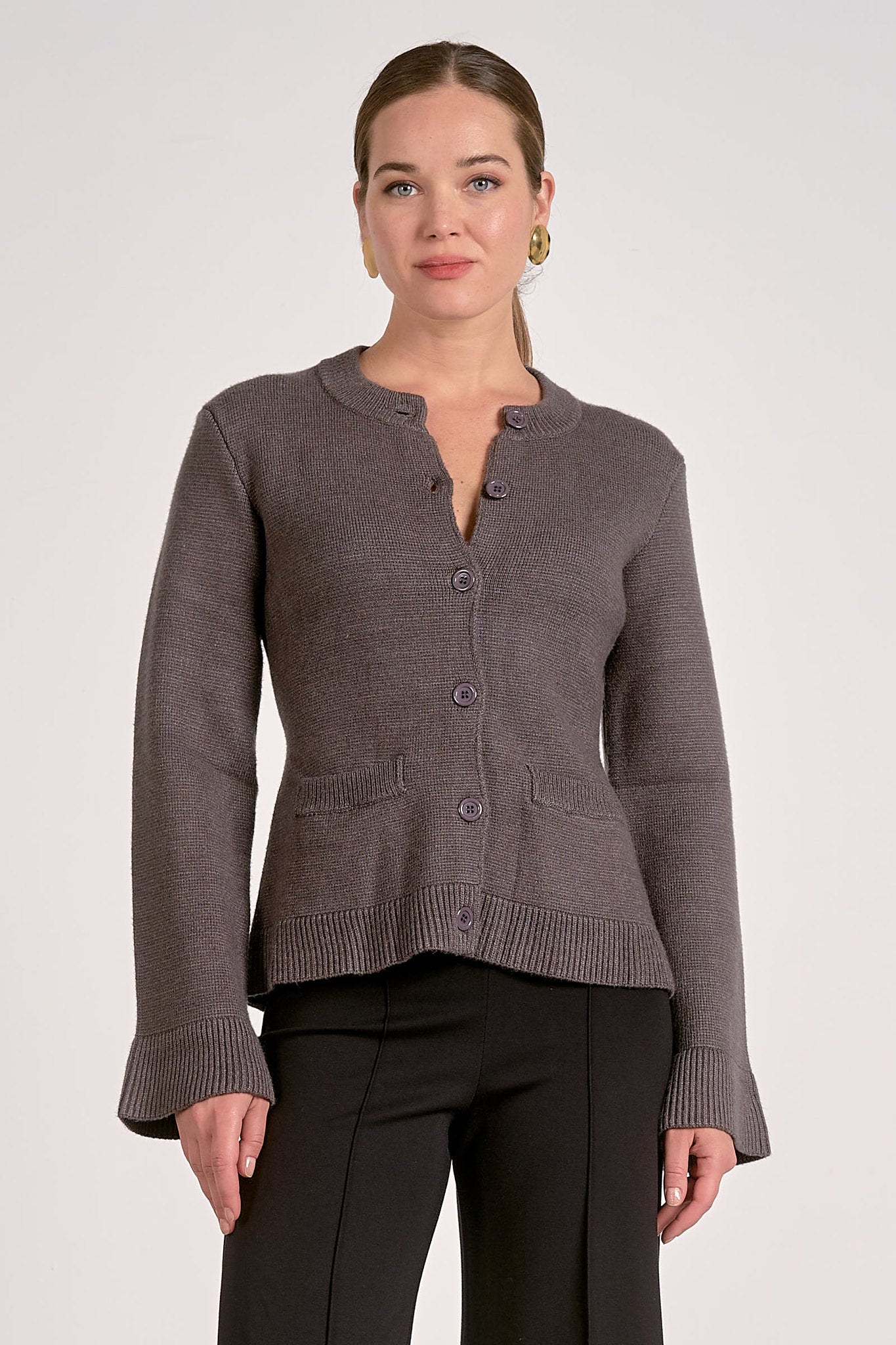 Flare Sleeve Cardigan Sweater