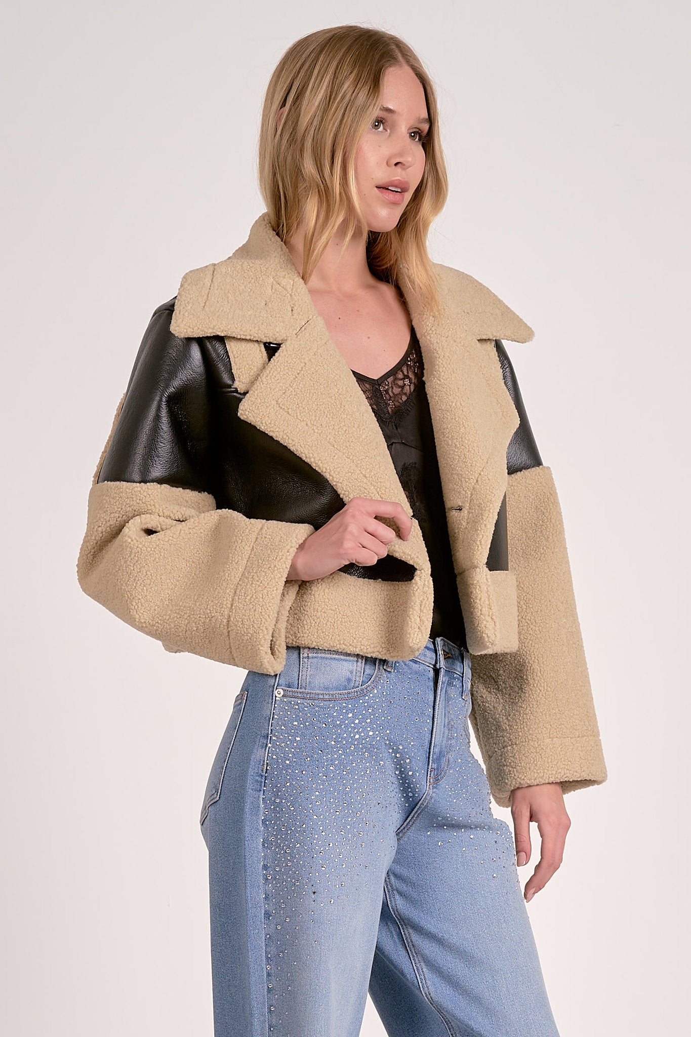 Elan Leather & Sherpa Jacket