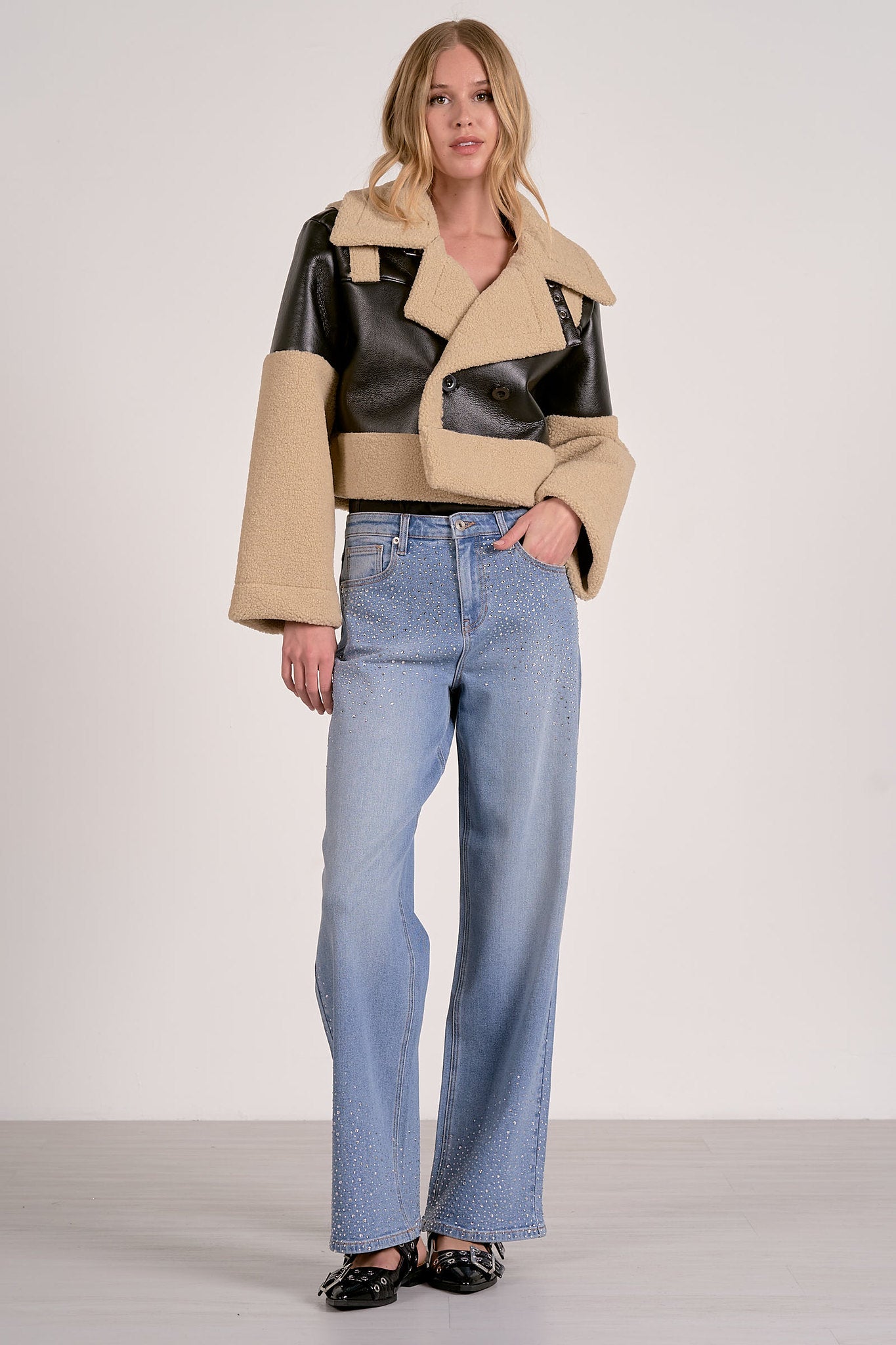 Elan Leather & Sherpa Jacket