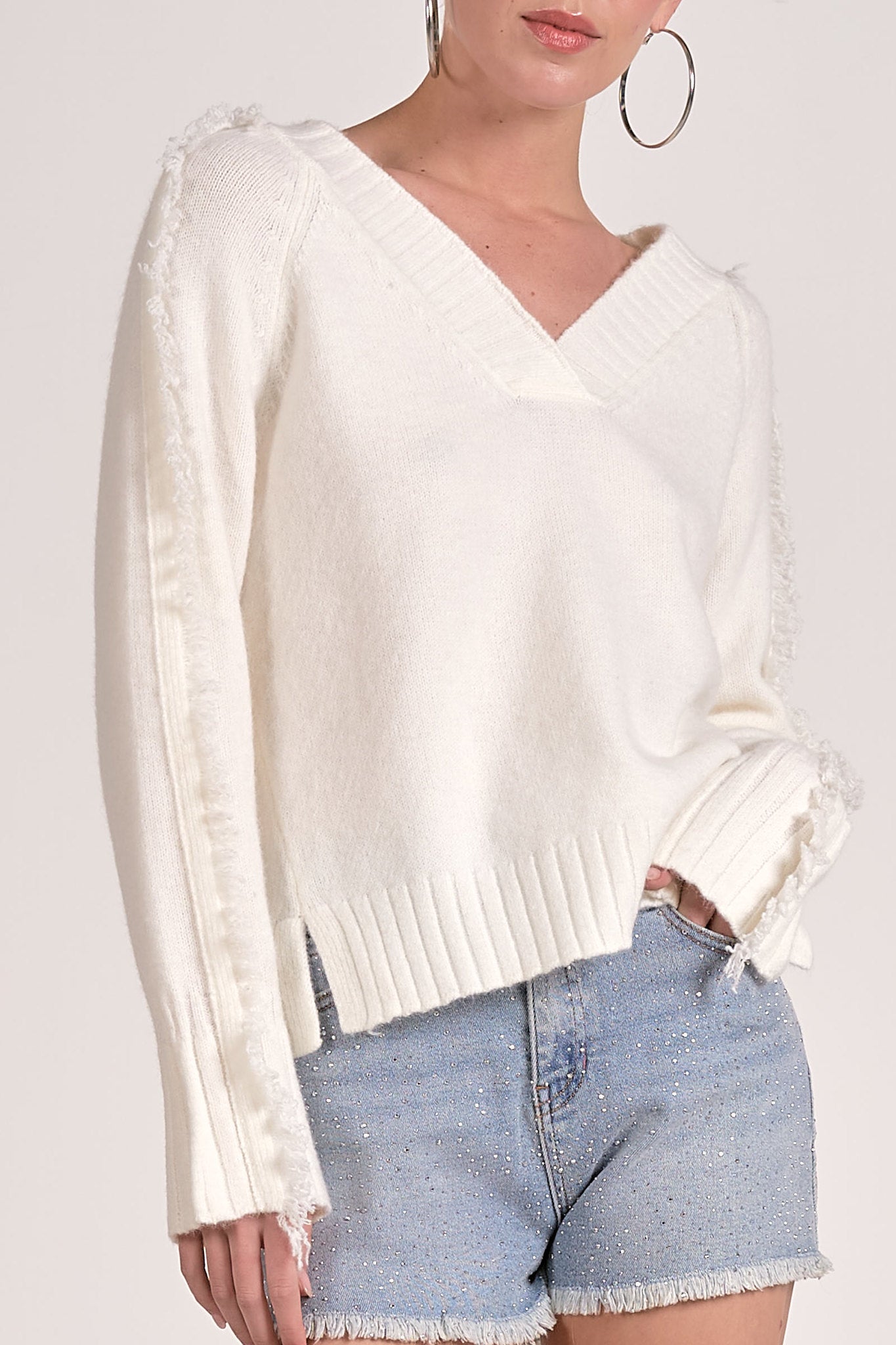 Fray Sleeve Sweater
