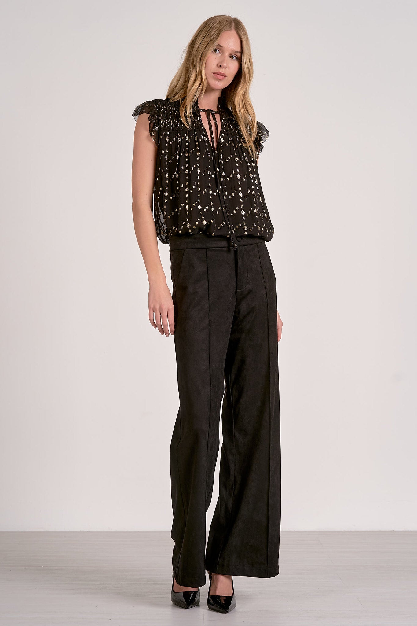 Elan Black Geo Print Top