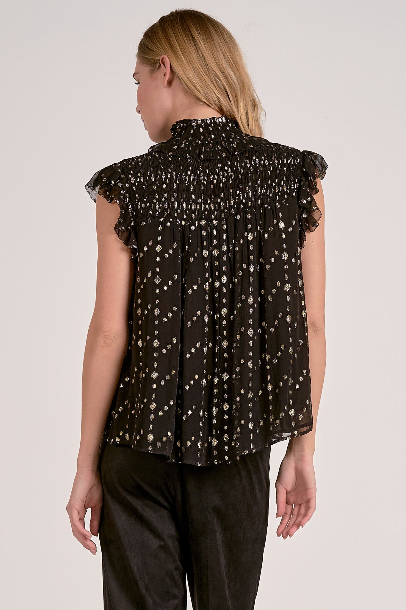 Elan Black Geo Print Top