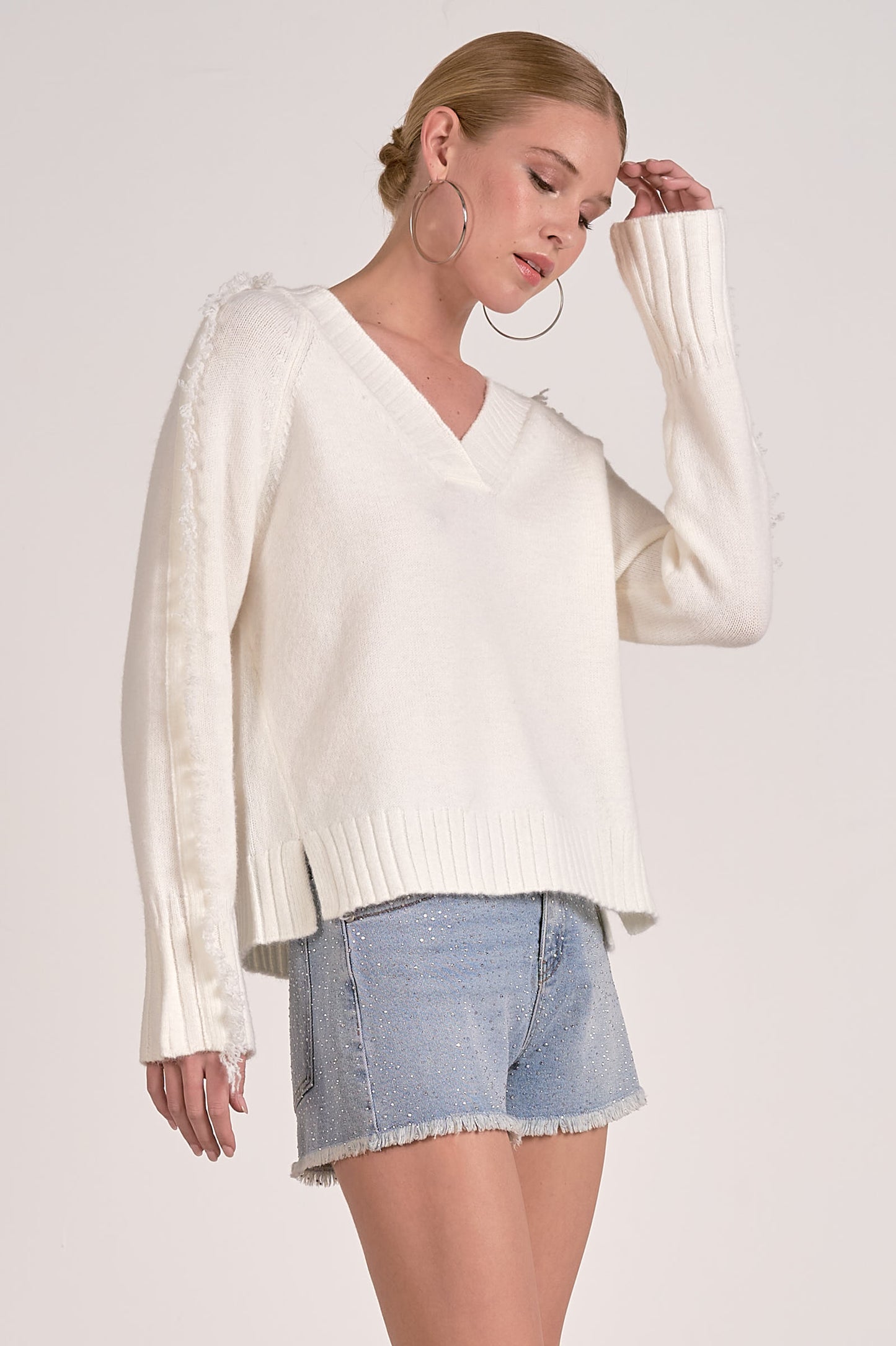 Fray Sleeve Sweater