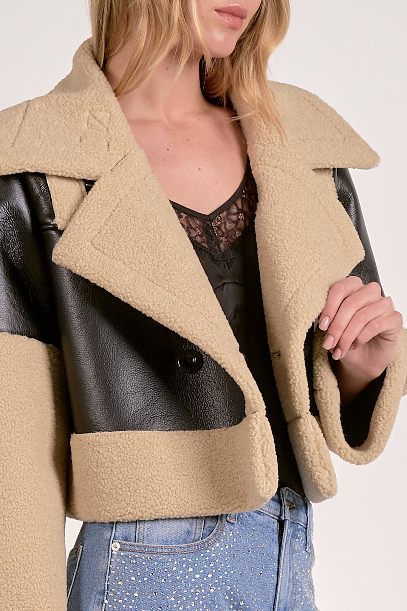 Elan Leather & Sherpa Jacket