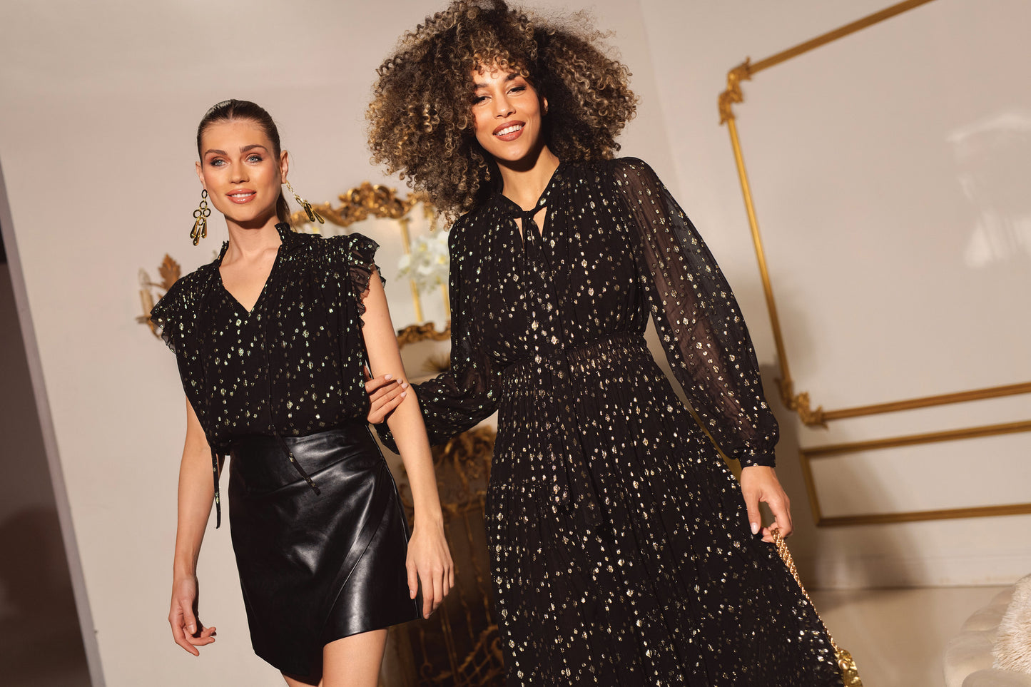 Elan Black Geo Print Top