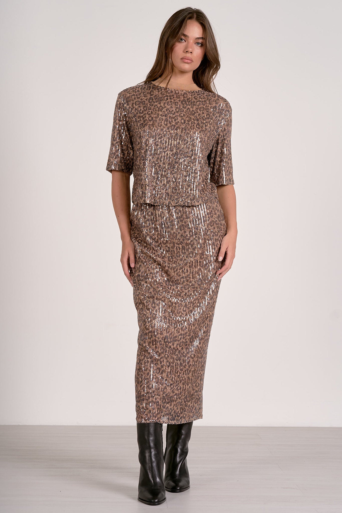 Cheetah Print Sequin Top