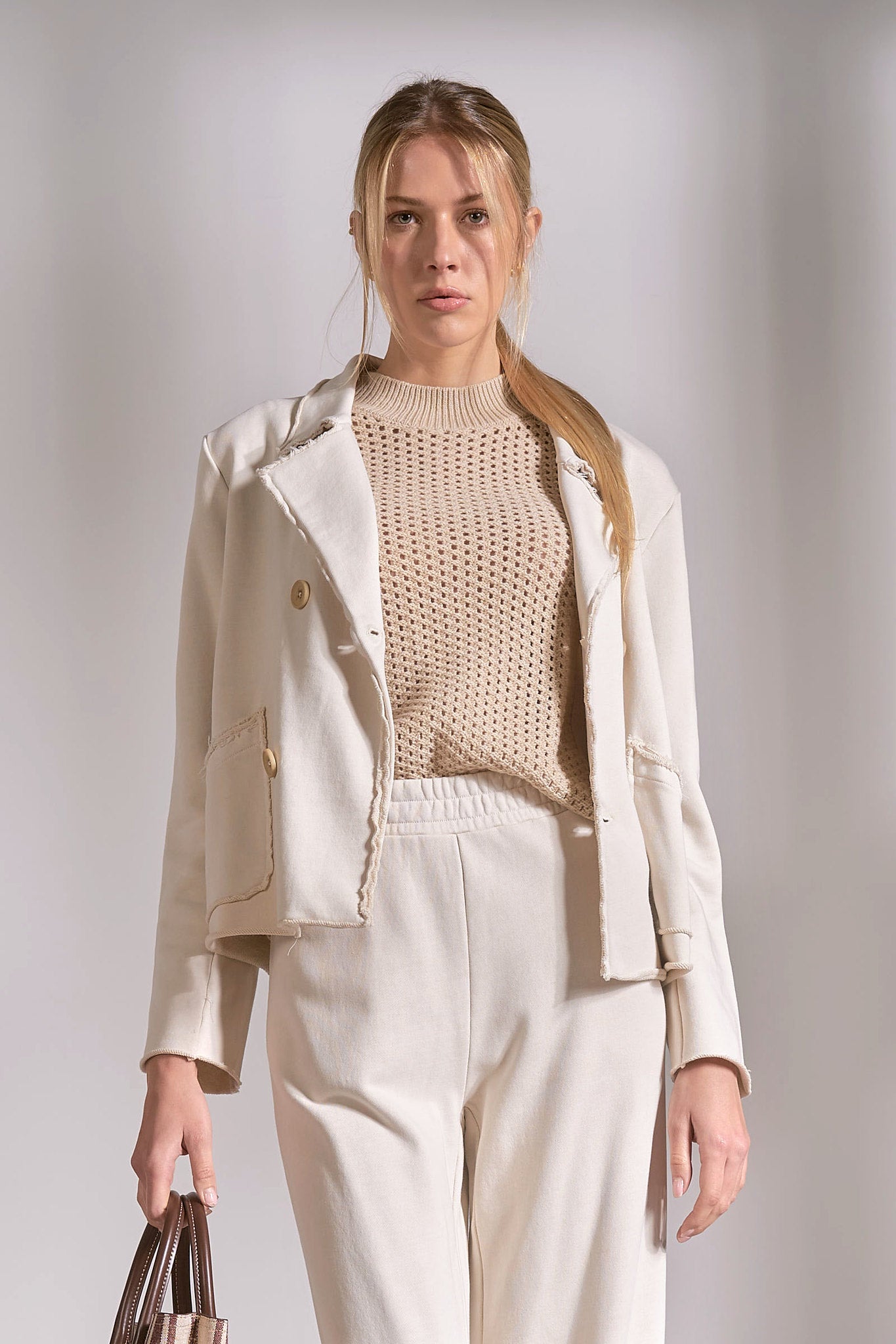 Double Breasted Knit Blazer